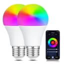 Bratek 2 Lampadine Smart E27 Compatibili con Alexa, Google Home, App Tuya, SmartLife - 11W, 1050 Lumen, Dimmerabili, LED RGB e LED CCT per Multicolore e Bianchi Perfetti - Equivale a 90W Incandescenza - 1