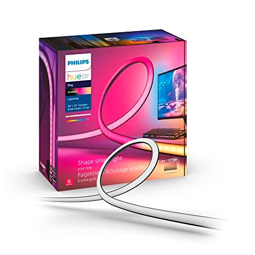 Philips Hue Play, Lightstrip Gradiend per Pc, 24-27", Hue Bridge Incluso, 18W