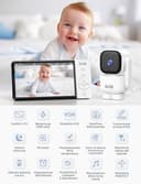 GHB Baby Monitor Video e Audio 5'' 720HD IPS 5000mAh Schermo, 350° Telecamera Rotante, Rilevamento della Temperatura, Interfono Bidirezionale, VOX, Visione Notturna, Ninne Nanne - 2