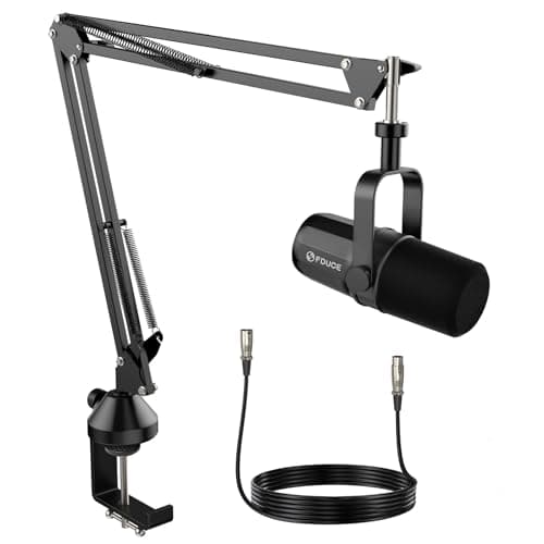 FDUCE SL40X Microfono dinamico XLR per registrazione vocale, podcasting, giochi, streaming, microfono cardioide interamente in metallo, tecnologia di isolamento vocale, nero