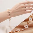 Pulsera FEIKFEIZ de moissanita, con diamante moissanita cultivado en laboratorio, chapado en oro rosado 18K, pulsera de trébol ajustable, regalo para mujer. - 2