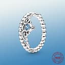 MAYIYAHO 925 Sterling Silver Tiara Blu Anello Corona Carrozza Zucca Allenatore Anelli di Barretta per Le Donne Argento Bague Gioielli Da Sposa Femminile - 3