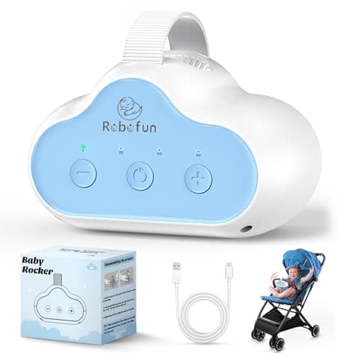 Robofun Baby Rocker, Columpio Para Cochecito De bebé, Ayuda Para Dormir Para Bebés, Temporizador De 30-60-90 Minutos, USB-C Recargable, 3 Niveles De Intensidad – Se Adapta A Todos Los Cochecitos