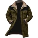 Chaqueta de invierno para hombre, larga, gruesa, cómoda, de forro polar, chaqueta con solapa, forro cálido, chaqueta de manga larga acolchada con cremallera para senderismo, tallas grandes, parka y - 1