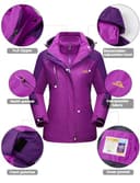 Winter Jackets Women Waterproof Fleece Jacket 3 in 1 Systems Climbing Skateboard Thick Soft Shell Coat Lady Casual Outdoor Sports Hoodie, UK L New, Purple - 6