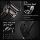 ULTIMAL Compatible with Apple Watch Straps Ultra 3/2/1 Series 11 10 9 8 7 6 5 4 SE SE2 SE3, Silicone Sport Durable Band for iWatch Strap 49mm 46mm 45mm 44mm (Black+Black) - 3