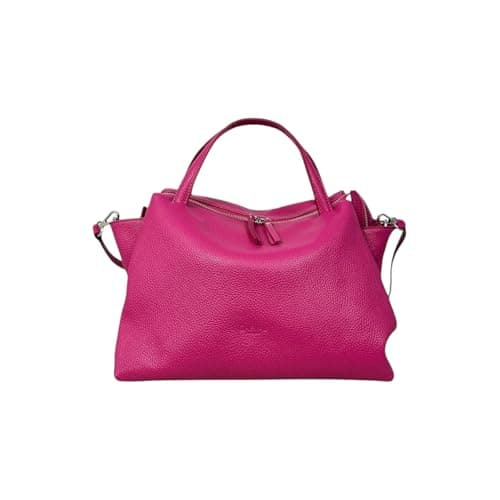 Cheval Firenze Algedi Genuine Leather Handbag, Made in Italy, fuchsia