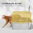 PawHut Arenero para Gatos de Acero Inoxidable XL Caja de Arena para Gatos Arenero con Borde Alto Pala Fácil de Limpiar Prueba de Fugas 60x40x29,5 cm Gris - 4