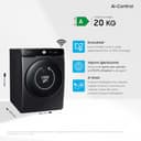 Samsung Lavatrice AI Control WF20DG8650BV/U3 Libera installazione, 20 Kg, Wifi, Ecobubble, AI Wash, Vapore Igienizzante, Carica Frontale, Corpo: Bianco, Oblò: Nero, 68,6l x 98,4h x 87,5p cm - 2