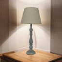 AcaciaHome Modern Tall Wooden Washed Table Lamp - Traditional Shabby Chic Design with Taupe Linen Shade, Wood Effect Finish for Living Rooms, Bedrooms, or Hallways Decor (41cm Grey with Cream Shade) - 6