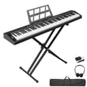 LEADZM Pianoforte Digitale Semi-Pesato a 88 Tasti, Tastiera Full Size, Tastiera Elettronica con Supporto a Forma di X a Doppio Tubo, Bluetooth MIDI, Leggio, Pedale Sustain, Cuffie (Nero, + Supporto) - 1