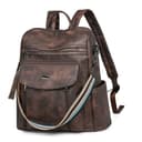 YALIZHNA Leder Laptop-Rucksack Für 15,6 Zoll,Mode Damen College Schule Rucksacks,Frauen Schultertasche Outdoor Reise-Rucksack (Kaffee) - 2