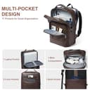 Shrrie cuoio laptop zaino per donne e uomini, 16 pollici impermeabile computer zaino, con connessione di ricarica USB，28 L estensibile lavoro Business Weekender College,Caffè - 4