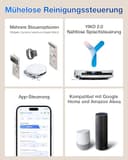 ECOVACS DEEBOT T50 Omni Gen2 Saugroboter mit Wischfunktion, 21.000 Pa, Ausziehbare Seitenbürste und Mopp, ZeroTangle 2.0, Moppwäsche mit 75°C heißem Wasser, All-in-One Station, ultradünn 81 mm, Weiß - 9