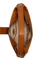 GUESS Leder Schultertasche Camden Shoulder Bag Cognac hellbraun - 5