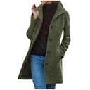 Generisch Damen Wollmantel Lang Trenchcoat Reverskragen Wintermantel Elegant Übergangsmantel Einfarbige Winterjacke Knöpfe Cardigan Mantel Warme Wolljacke mit Tasche Outdoorjacke Winter Jacke - 1