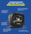 MICHELIN, Compressore Portatile SENZA SERBATOIO MX POP AIR TL-1,5, + Kit (Include Tubo in Gomma 3m, Pistola di Gonfiaggio, Ugello Lungo di Soffiaggio, 3 Ugelli di Gonfiaggio), Motore da 1,5 hp - 3