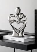 Estatua de cerámica abrazada de pareja, estatua de arte abstracto moderno, escultura de pareja abstracta romántica, para sala de estar, dormitorio, oficina, entrada, chimenea. (Plata A, Grande) - 4