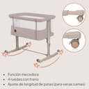 lionelo Aurora Cuna 3 en 1 hasta 9 kg, Cuna de colecho, Cama Mecedora, Ajuste de Altura e inclinación del colchón, 4 Ruedas con Freno, Colchón Ergonómico, Bolsa - 5