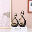 Accento decorativo nero, decorazioni moderne in porcellana metà secolo nero e oro, oggetti da tavolo da pranzo, scultura astratta in ceramica - per libreria TV stand centrotavola Centro De Mesa - 5