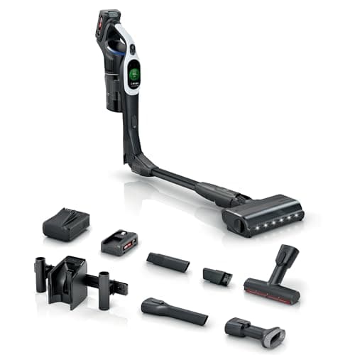 Bosch Akku-Staubsauger Unlimited 10 BTS1042WAC, Testsieger, kabellos, MicroClean Technology, TFT Display, HEPA-Filtersystem, 10 Jahre Motorgarantie, 2x 4 Ah Akku, LED-Licht, Schnellladegerät, weiß