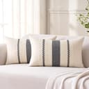 Aisybaklyn Boho Funda Cojin Gris 30x50 cm Moderno Raya Cojín Sofa Algodón Lino Raya Textura Tejida Fundas Cojines 2 Piezas para Bohemia Campo Decoracion Sala de Estar Sofás Dormitorio - 1