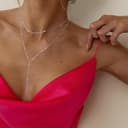 Meteorstarry Y Kette Silber 925 Sterling Silber,Lang Doppelkette Halsreif Silberkette,Boho Layering Anhänger Silberkette Damenkette Jewellery Boho Schmuck Ketten Geschenke für Damen Frauen - 7