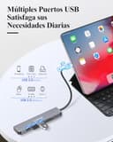 LENTION Hub USB C HDMI 4K@60Hz, PD 100W, Lector de Tarjetas SD/TF, USB 3.0 & 2.0, Adaptador USB C 7 en 1 para MacBook Pro 2025-2016, Nuevo Mac Air, Surface, iPhone 17 Plus Pro MAX y Más (Gris) - 4