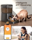 oneisall 3.5L Futterautomat Katze, WiFi Intelligenter Katzenfutter Automat, APP-Steuerung, 1-12 Mahlzeiten pro Tag, Futterspender für Katzen/Hunde, mit Edelstahlnapf (Schwarz) - 2