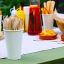 Table Kind 150 x Set di posate in legno biodegradabili, coltelli, forchette, cucchiai, compleanno, Natale, campeggio, picnic o barbecue, catering, utensili 17 cm - 6