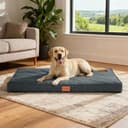 WAVVE Cama Perro Grande Ortopédica 104x69x7.6 cm, Colchon Perro Impermeable Lavable Desenfundable, Colchoneta Perro con Espuma De Caja De Huevos, Irrompible Dog Bed, Gris - 2