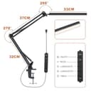 Meltrck Lampada da Scrivania LED con Morsetto, Lampada Architetto Dimmerabile con Braccio Girevole Lungo,1200LM Protezione Occhi, 5 Colori e 11 Luminosità, Lampada da Lavoro per Ufficio (Nero) - 4