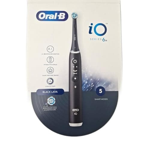 Oral-B Cepillo de dientes eléctrico recargable iO 6N negro, 1 cepillo eléctrico, 2 cabezales de repuesto, funda de viaje + 1 pasta de dientes Oral-B Advanced regenera esmalte, limpieza dental eficaz
