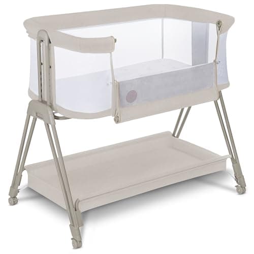 lionelo LUNA lettino portatile con materasso, co-sleeping, da neonato a 9kg, altezza e inclinazione regolabili, 4 ruote con blocco, fissaggio al letto dei genitori, arioso lettino da affiancare