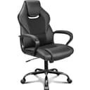 BASETBL Bürostuhl Chefsessel 150kg Schreibtischstuhl, Bürosessel Office Chair Gaming Stuhl, Bürostühle ergonomisch PU Leder, PC Stuhl Drehstuhl Hat weiche gepolsterte Armlehnen, Wippfunktion, schwarz - 1
