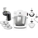 Bosch Küchenmaschine Serie 6 MUMS6EW13D, NEU, 7 Geschwindigkeitsstufen, 5,5l Schüssel, Durchlaufschnitzler, 3 Scheiben, Knethaken, Rührbesen, Silikonbesen, spülmaschinenfest, 1.600 W, silber/weiß - 1