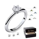 Verlobungsring Silber 925 Weißgold 585 750 PERSONALISIERT + Etui mit individueller GRAVUR Damen-Ring Heiratsantrag Solitär-Ring Zirkonia Aquamarin Turmalin Blautopas Peridot Rauchquarz - 1