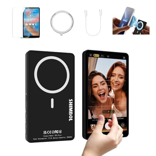 Shimbl CP5 Ultra Nero Monitor Touchscreen FHD da 5" Wireless per Vlogging e Selfie | Clip Magnetica, Altoparlante Integrato, Controllo Inverso, Compatibile con iPhone 13-17/Pro Max/Plus e Android