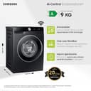 Samsung Lavatrice AI Control WW90DG6U85LB/U3 Libera installazione, 9 Kg, 1400 RPM, Wifi, Ecodosatore, Vapore, Carica Frontale, Corpo: Nero, Oblò: Nero, 60l x 85h x 60p cm, Normal - 2