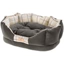Ferplast Hundekörbchen Hundesofa Katzenbett CHARLES 60 Katzenkörbchen mit Kissen, Weiches Velours, Washbar, 56 x 42 x h 20 cm, Braun - 1