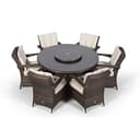 Giardino Arizona Round 6 Seater Brown Rattan Dining Set | Outdoor Rattan Garden Table & Chairs with Parasol, Base & Cover - 8