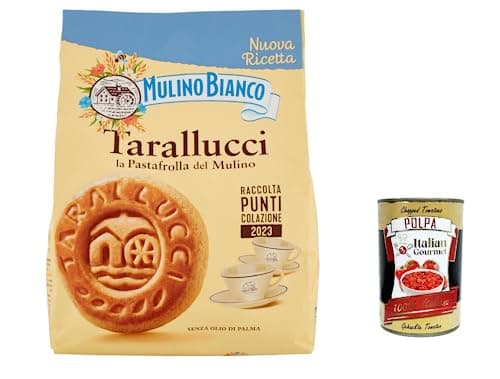 12 x Mulino Bianco Macine Biscuits with 100% Italian Fresh Cream 800 g Biscuits Cookies + Italian Gourmet Polpa 400 g