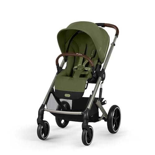 CYBEX Gold Kinderwagen Balios S Lux, Ergonomische Liegeposition, Einhand-Gurtsystem, Ab Geburt bis 22 kg (ca. 4 Jahre), Moss Green