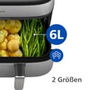 Philips Steam Airfryer 5000 Series Dual Basket Heißluftfritteuse mit Dampfgar-Funktion & 2 Körben – Steam, Airfry, SteamFy, 9L (3L+6L), RapidAir Plus, automatische Dampfreinigung (NA555/00) - 7