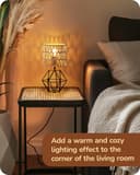 EDISHINE Lámpara de Mesa Vintage, con Pantalla Bohemia Tejida a Mano y Base de Hierro, Incluye Bombilla LED con Luz Blanca Cálida de 2700K, Ideal para Dormitorio, Sala de Estar y Oficina - 7