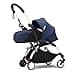 Stokke YOYO3 Stroller with Newborn Pack (Air France Blue) - Includes Frame (White), Mattress, Five-Point Harness, Extendable Canopy, Padded Shoulder Strap & Protective Storage Bag - 1