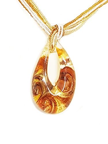 Venetiaurum - Collana Girocollo Multifili per Donna Con Pendente In Vetro Originale Di Murano E Argento 925 - Gioiello Made In Italy Certificato