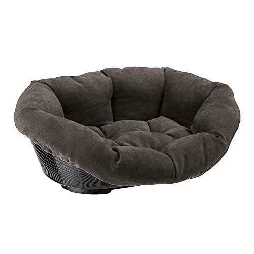 Ferplast Cuccia Cane e Gatto con Cuscino SOFA' PRESTIGE 6 in Velluto, Lavabile, Lettino per Cani Gatti da Interno Imbottito, Cesta in Plastica, Fondo Forato e Poggiamento, Antiscivolo, 73 x 55 x h 27 cm, Grigio