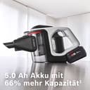 Bosch Akku-Staubsauger Unlimited Gen2 Serie 8 BSS82SIL1, beutellos, bis 45 Min Laufzeit, austauschbarer Akku, Schnellladegerät, LED-Beleuchtung, XXL-Polsterdüse, Fugendüse, alle Bodenarten, Silber - 12
