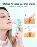 TOUCHBeauty Spazzola Elettrica Viso 4X più Efficace, 3 Spazzole Intercambiabili, 2 Velocità, Pulsazione Sonica, IPX7 Impermeabile con Custodia, per Punti Neri, Pelli Grasse (Morgentau Lichtgrün) - 3